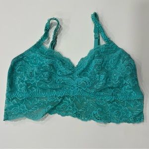 Victoria's Secret PINK teal green blue lace bralette Medium